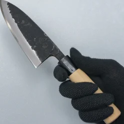 Ittetsu Uraoshi Hand Forged Tsuchime Kurouchi Shiro #2 Deba 18 cm Lefthanded