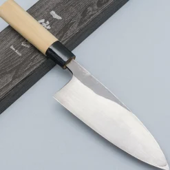 Ittetsu Uraoshi Hand Forged Tsuchime Kurouchi Shiro #2 Deba 15 cm Lefthanded
