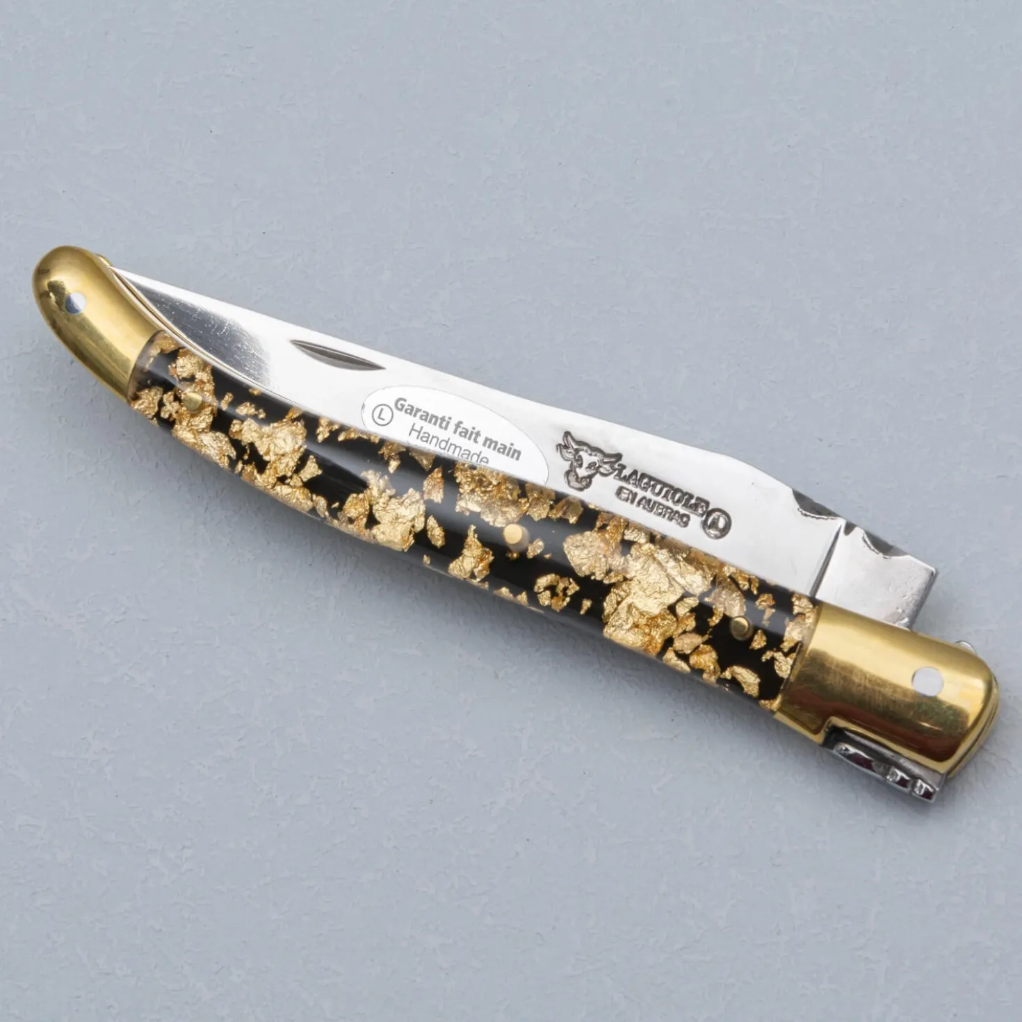 Laguiole en Aubrac Classic Zakmes Gold Glitter Brass 12 cm
