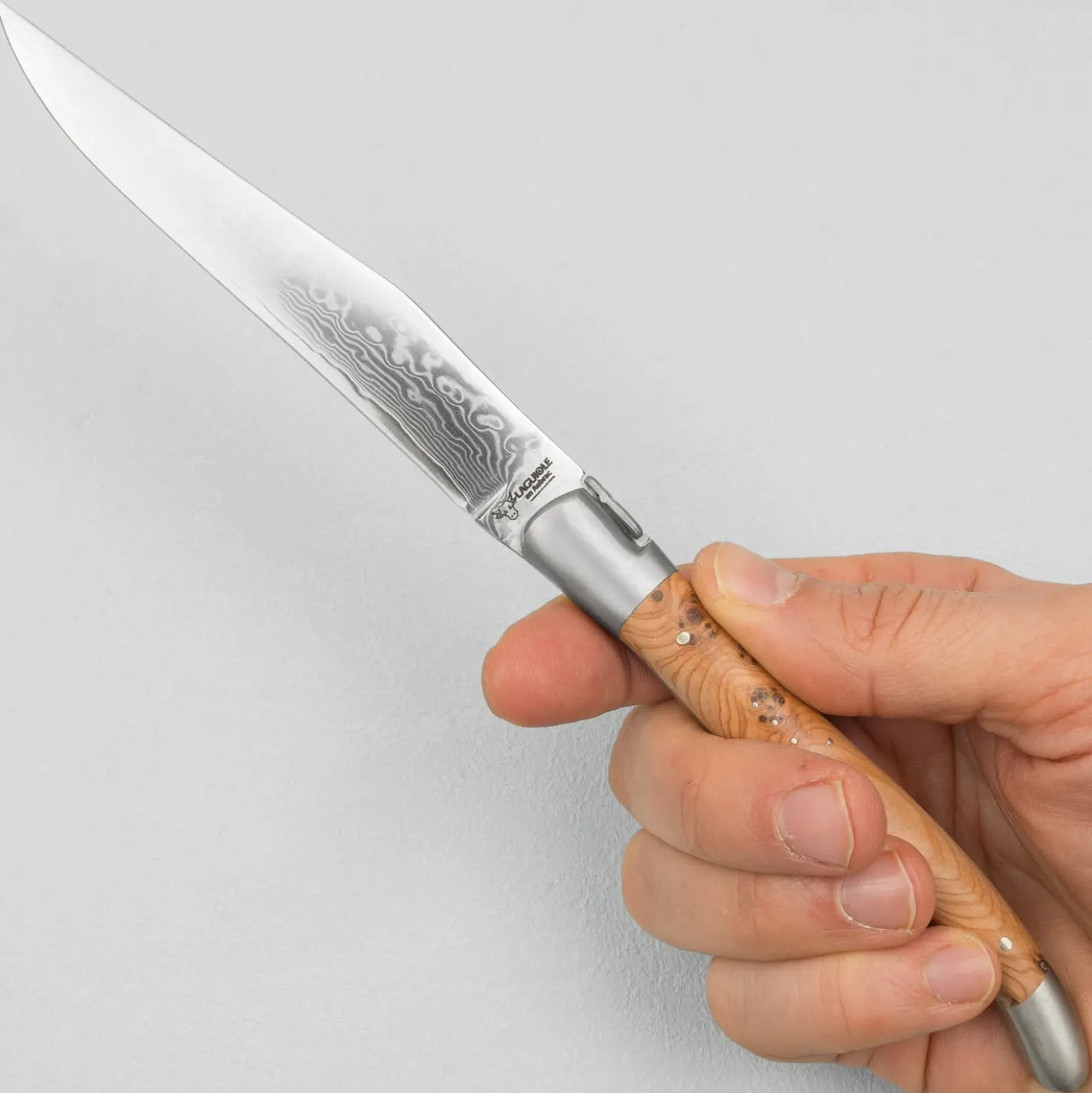 Laguiole en Aubrac Damascus Steakmes Jeneverbes 2 delig