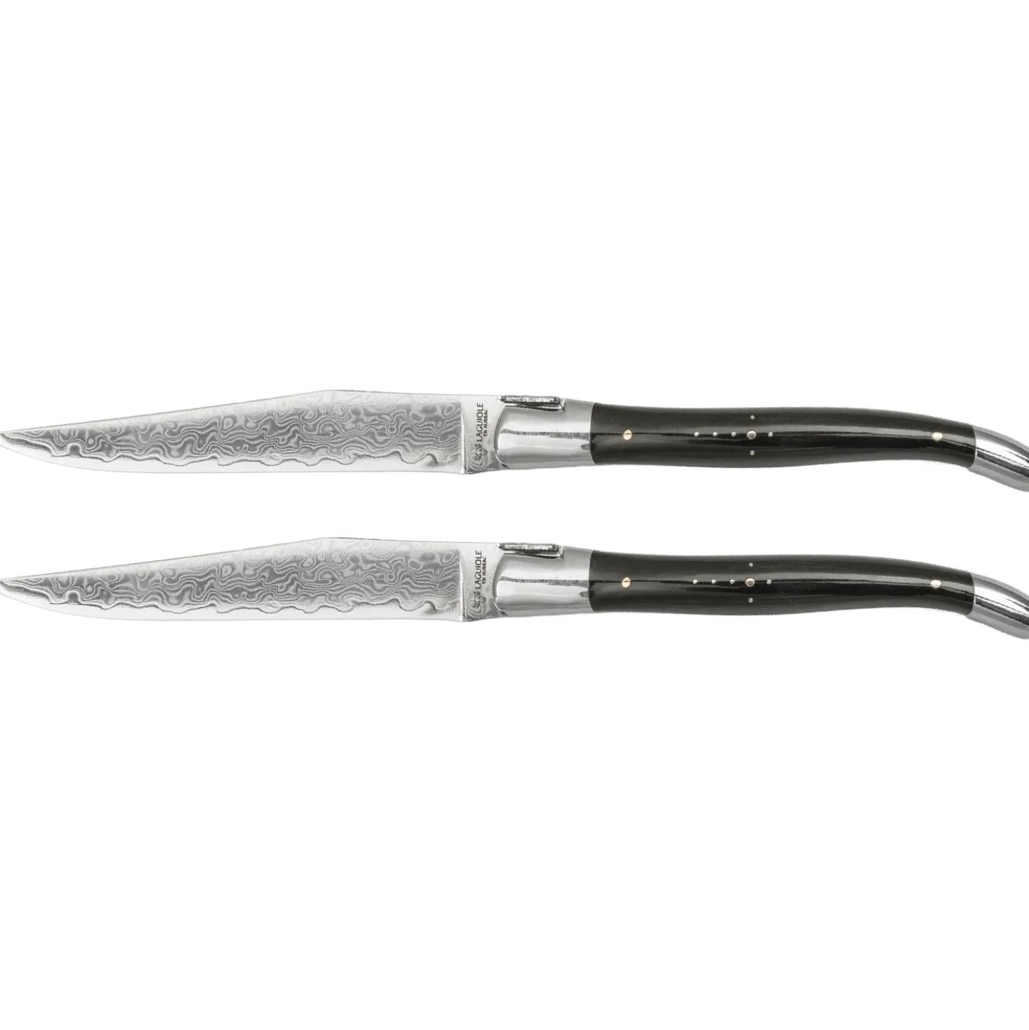 Laguiole en Aubrac Damascus Steakmes Hoorn 2 delig