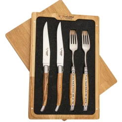 Laguiole en Aubrac Steakmessen en vorkenset Olijf 4 delig
