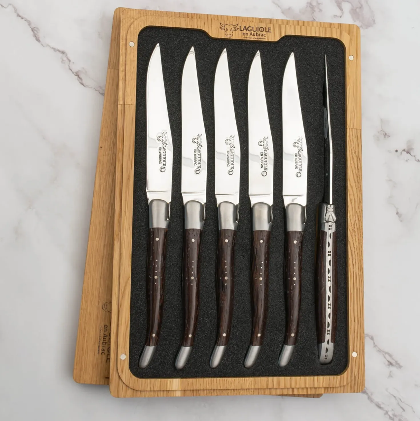 Laguiole en Aubrac Steakmessenset Wengé 6 delig