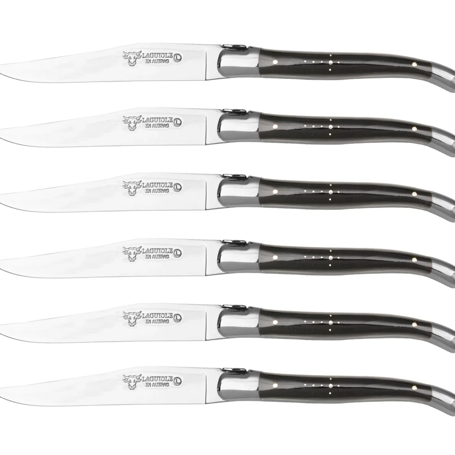 Laguiole en Aubrac Steakmessenset Buffelhoorn 6 delig