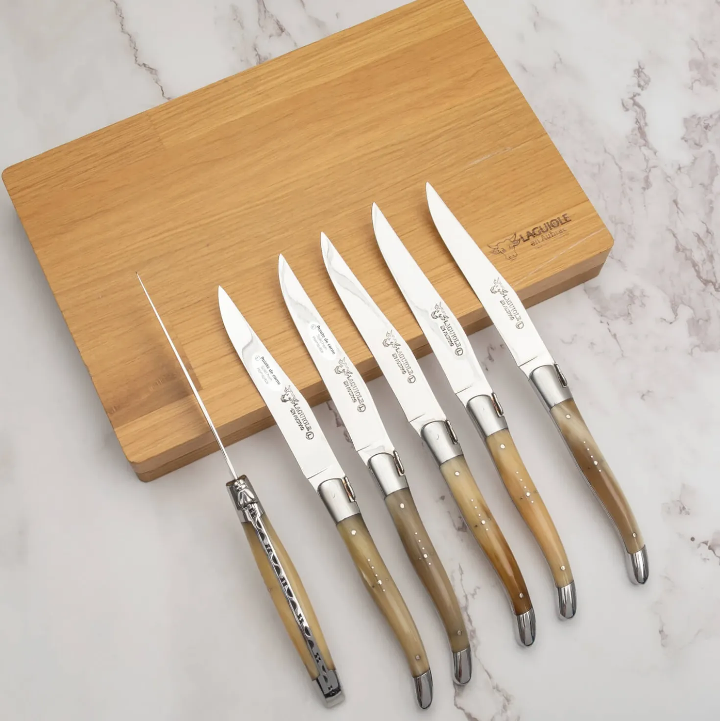Laguiole en Aubrac Steakmessenset Hoorn 6 delig