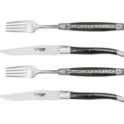 Laguiole en Aubrac Steakmessen en vorkenset Ebbenhout 4 delig