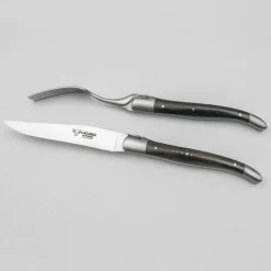 Laguiole en Aubrac Steakmessen en vorkenset Ebbenhout 4 delig
