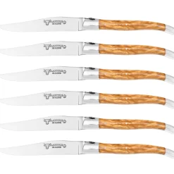 Laguiole en Aubrac Steakmessenset Olijf 6 delig