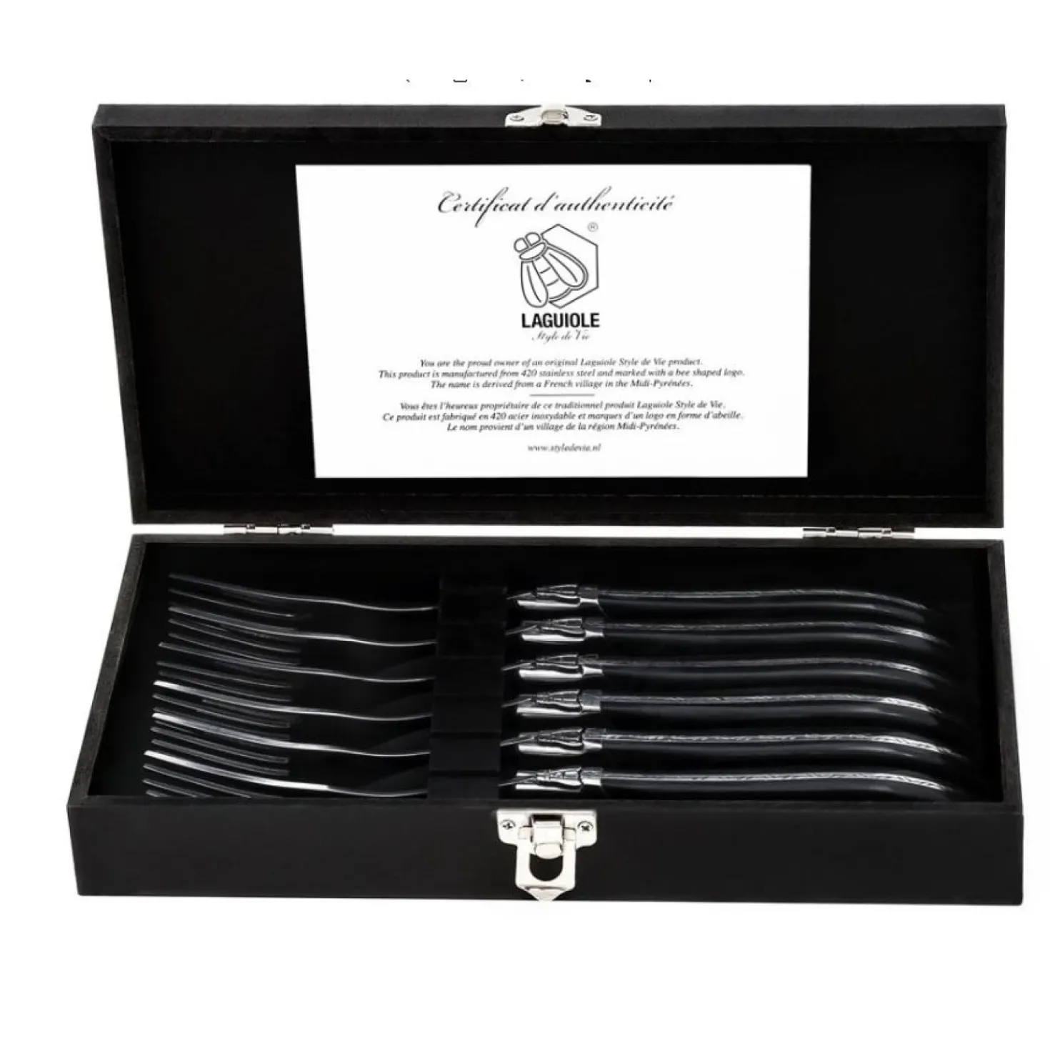 Laguiole Style de Vie Luxery Line Vorken Set Ebbenhout (6 stuks)
