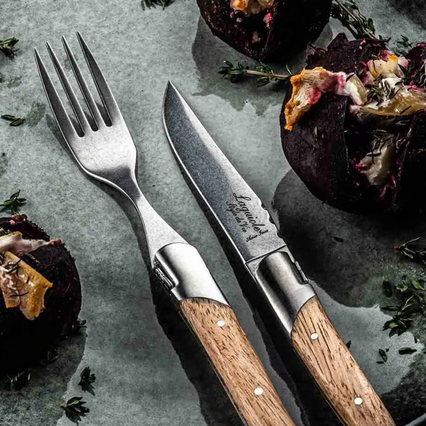 Laguiole Style de Vie Luxury Line Steakmessen & Vorkenset Eikenhout (12 stuks)