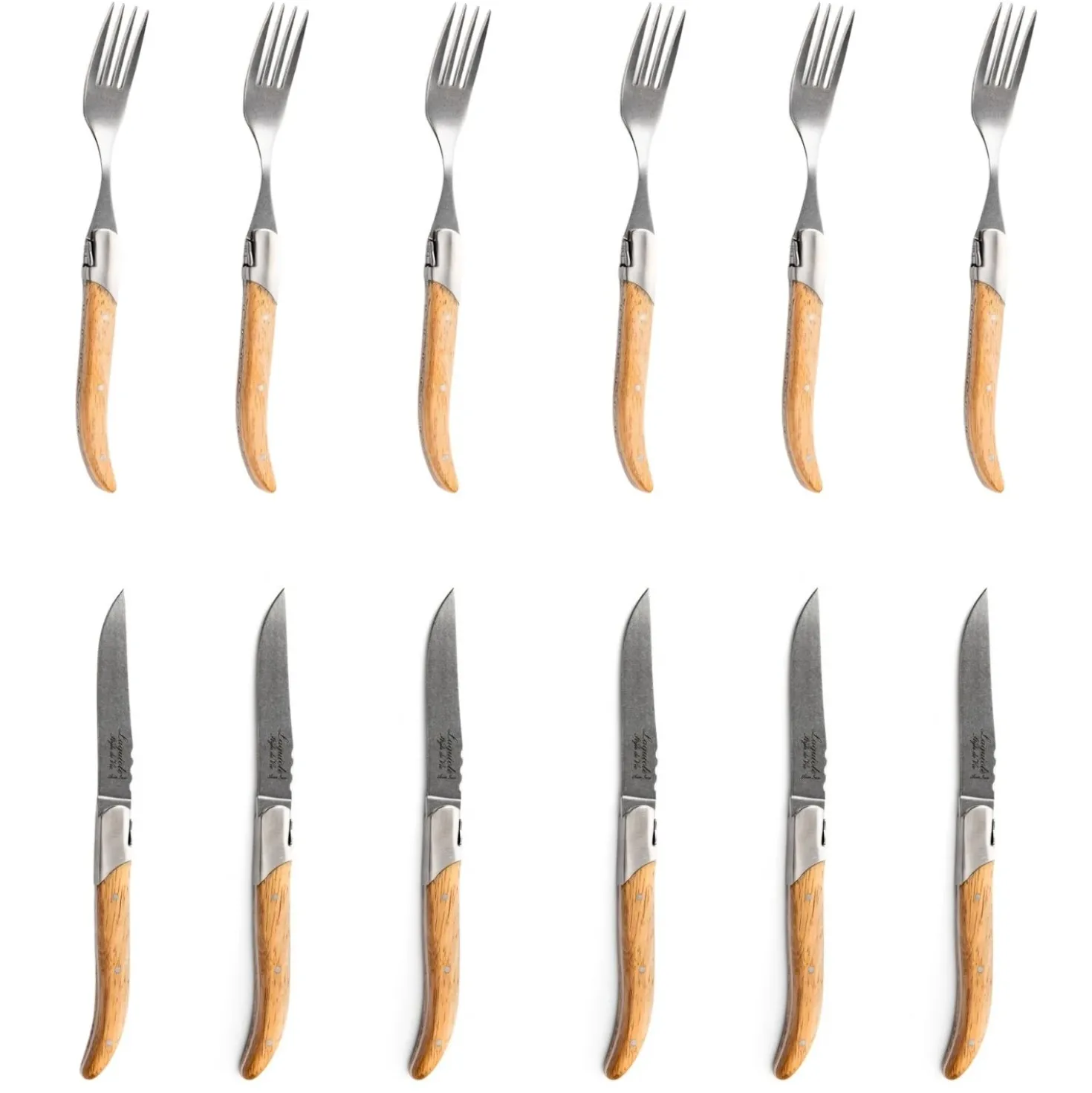 Laguiole Style de Vie Luxury Line Steakmessen & Vorkenset Eikenhout (12 stuks)