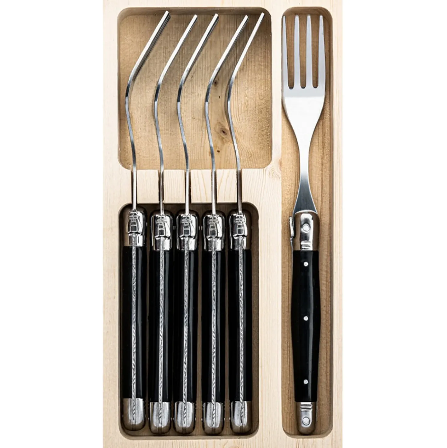 Laguiole Style de Vie Premium Line Vorken Zwart (6 stuks)