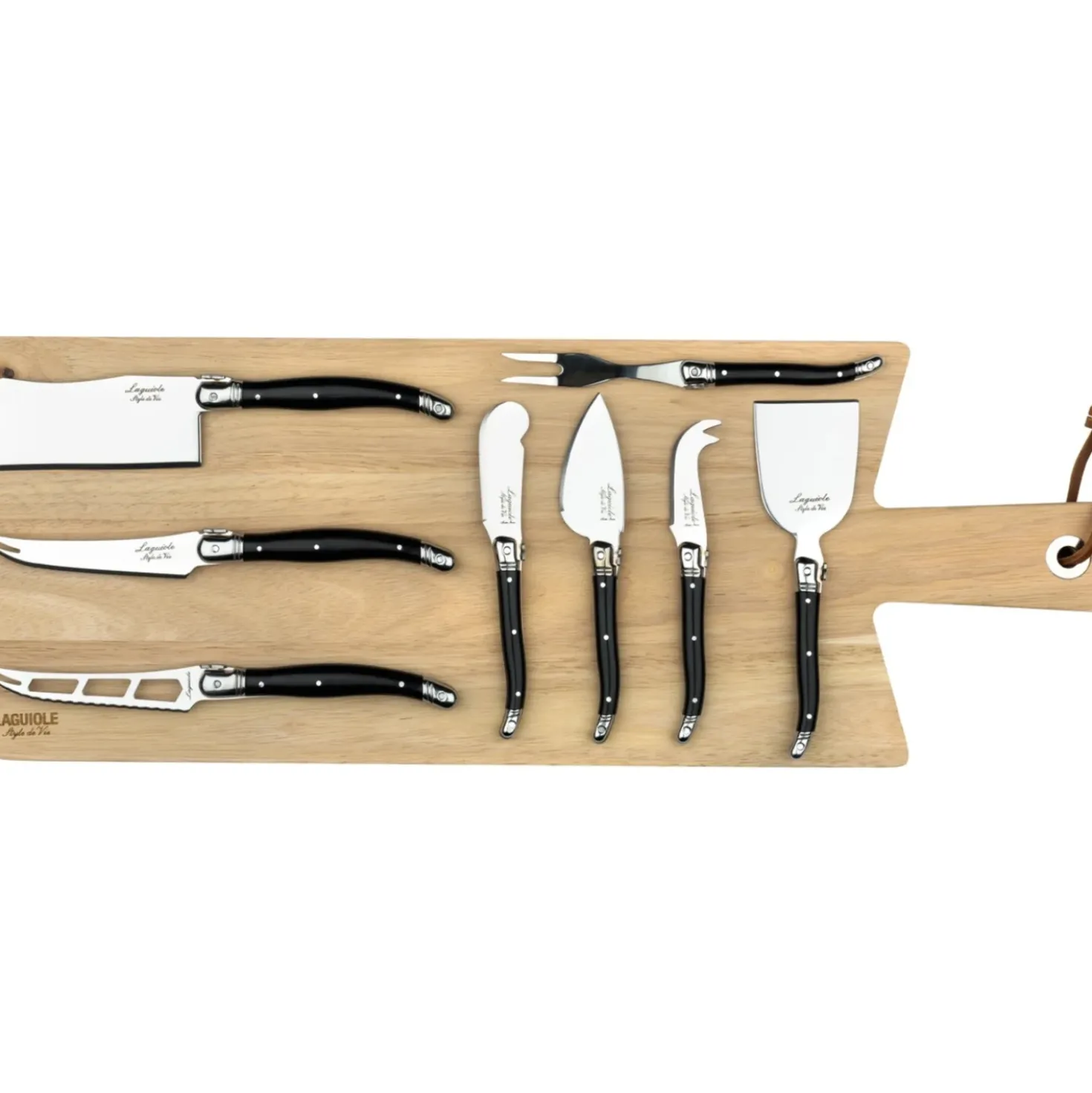 Laguiole Style de Vie Serveerplank met 8 Kaasmessen