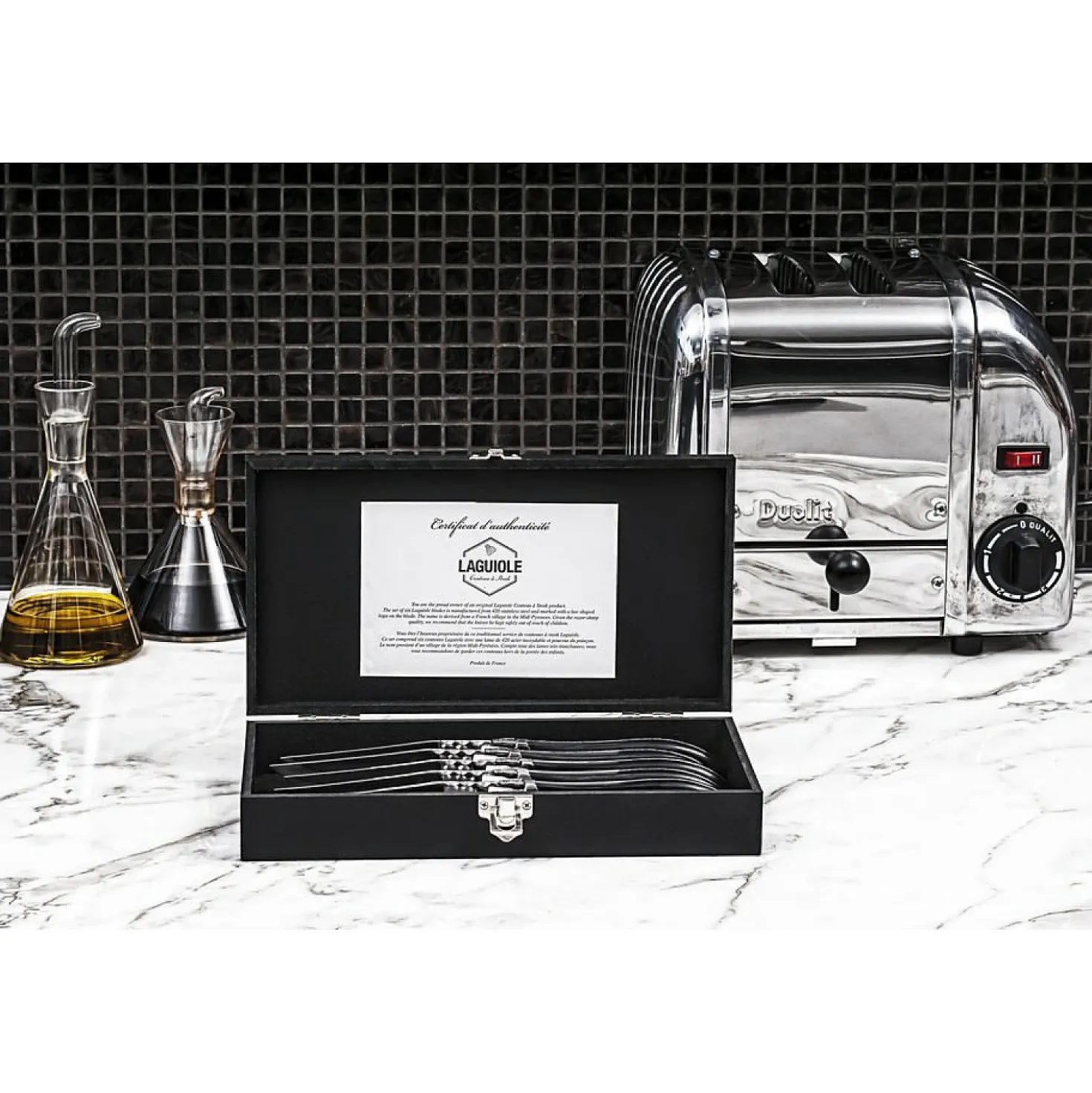 Laguiole Style de Vie Steakmessen En Vorkenset Luxury Line Olijfhout