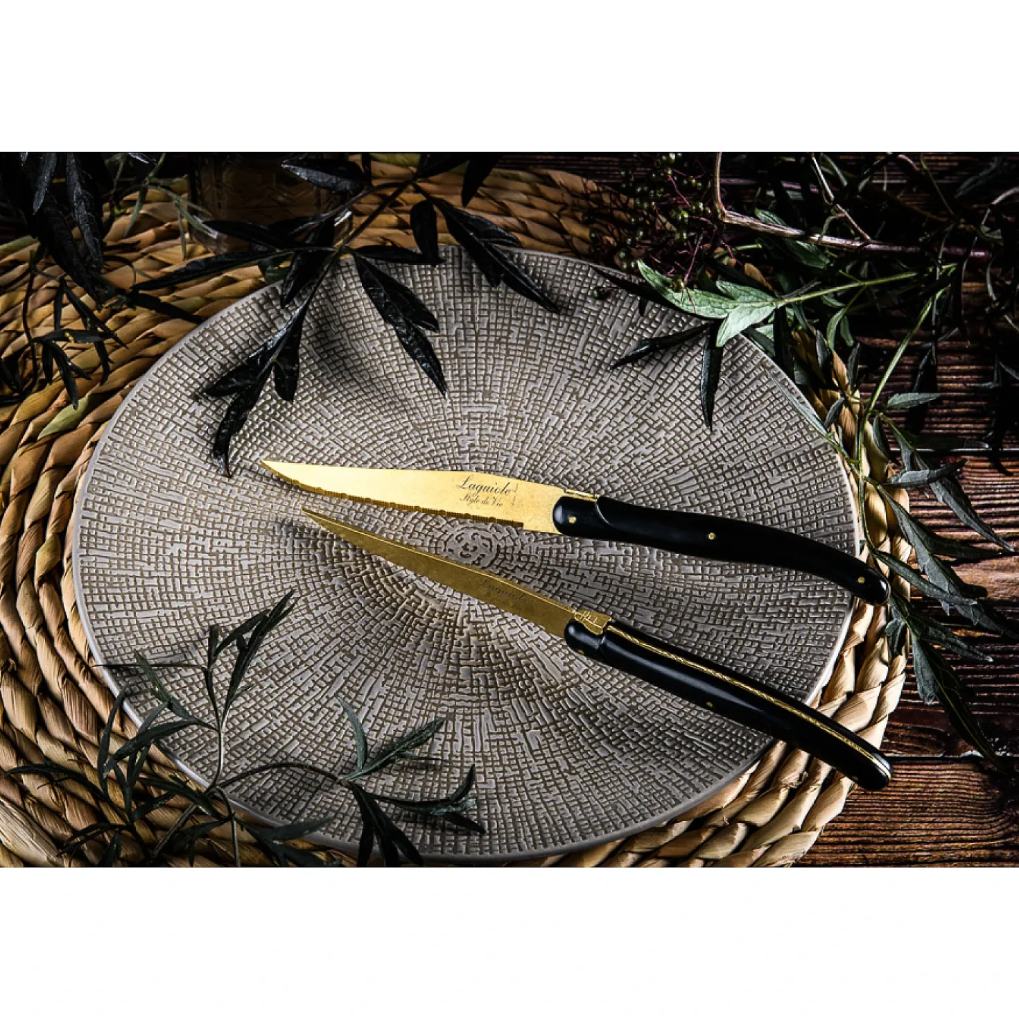 Laguiole Style de Vie Steakmessen Prestige Line Gold Stonewash