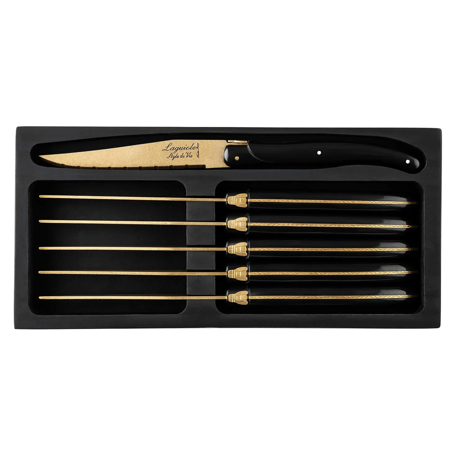 Laguiole Style de Vie Steakmessen Prestige Line Gold Stonewash