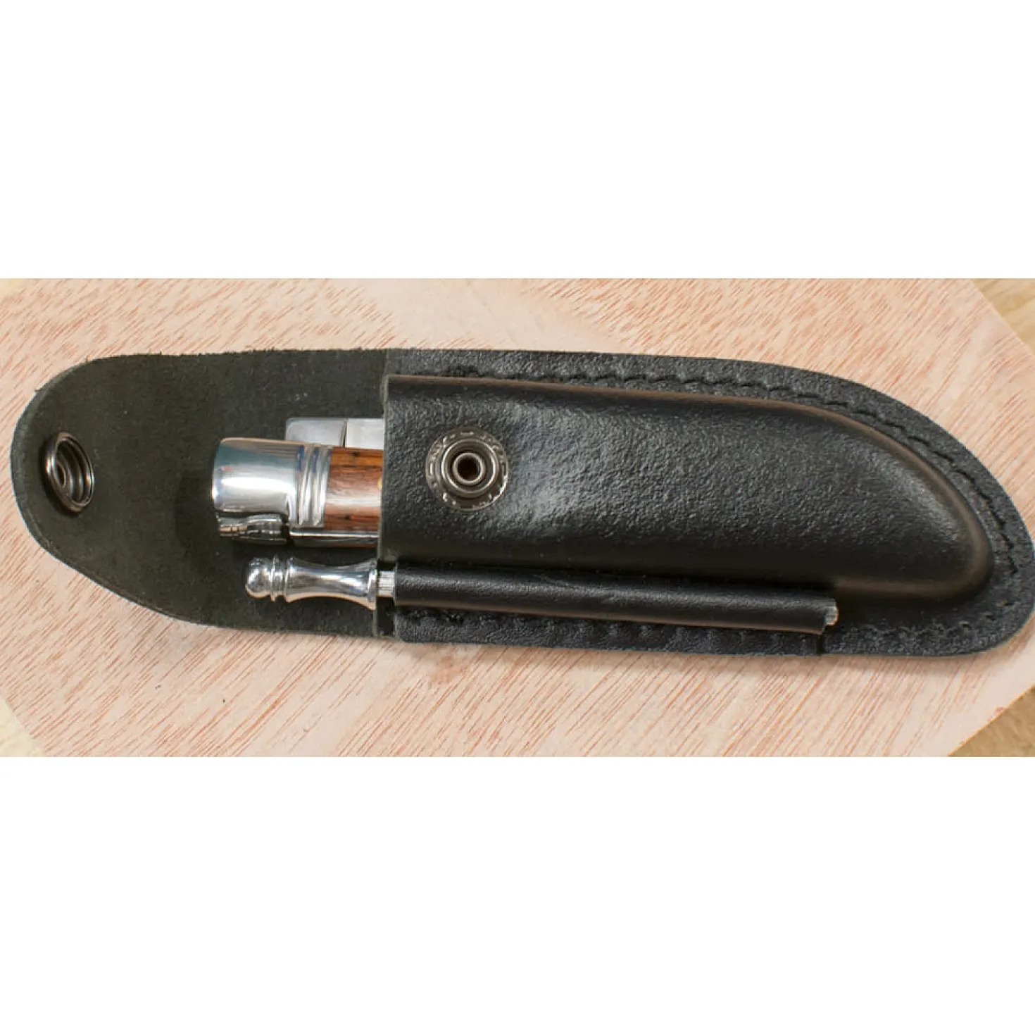 Laguiole Style de Vie Zakmes Rozenhout met Leren Hoesje en Aanzetstaal