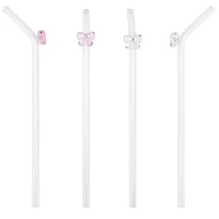 Lepelclub Glazen Rietjes Met Strik (4 stuks)