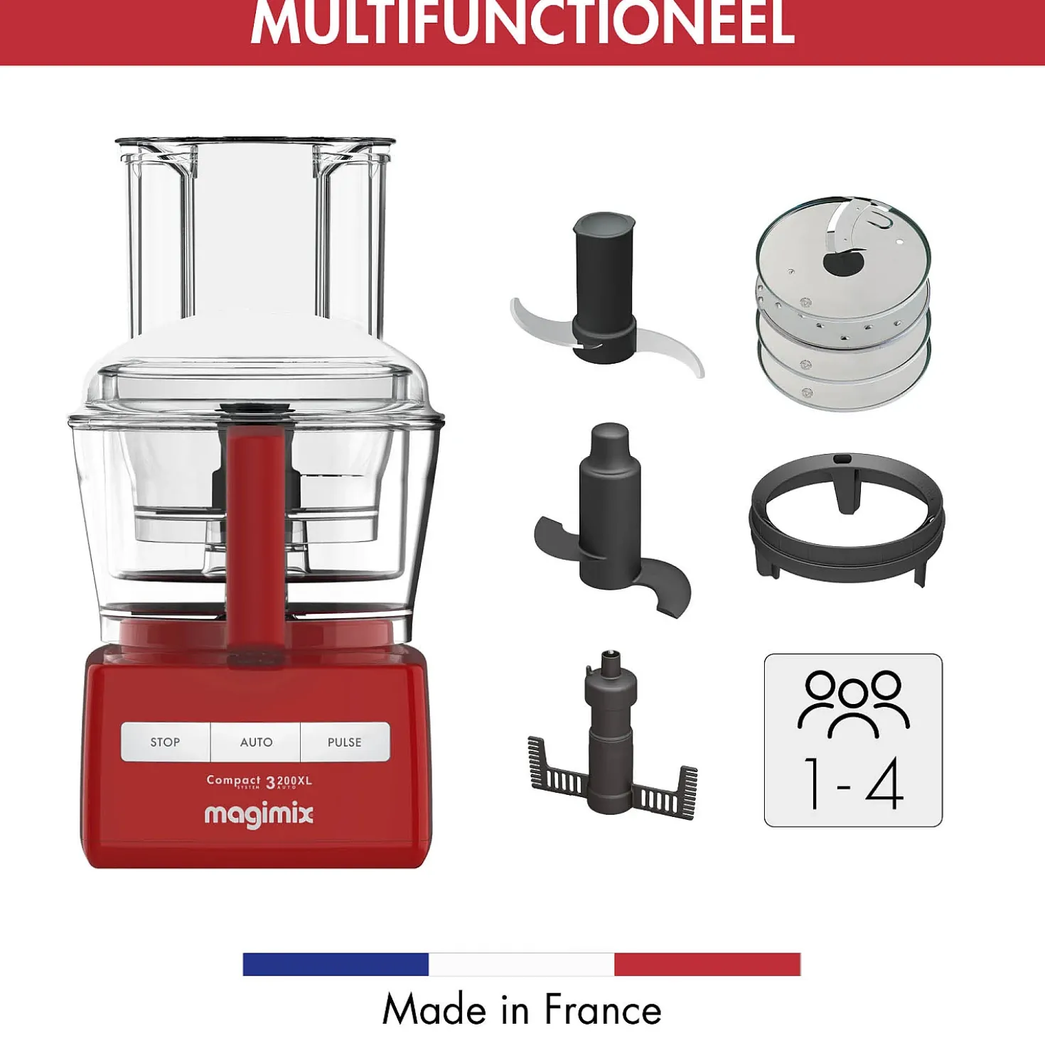 Magimix 3200 XL Compact Foodprocessor Rood