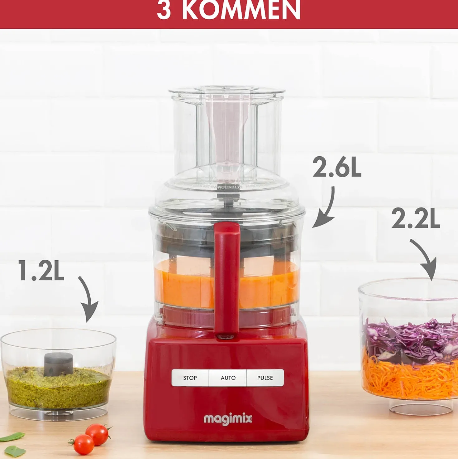 Magimix 3200 XL Compact Foodprocessor Rood