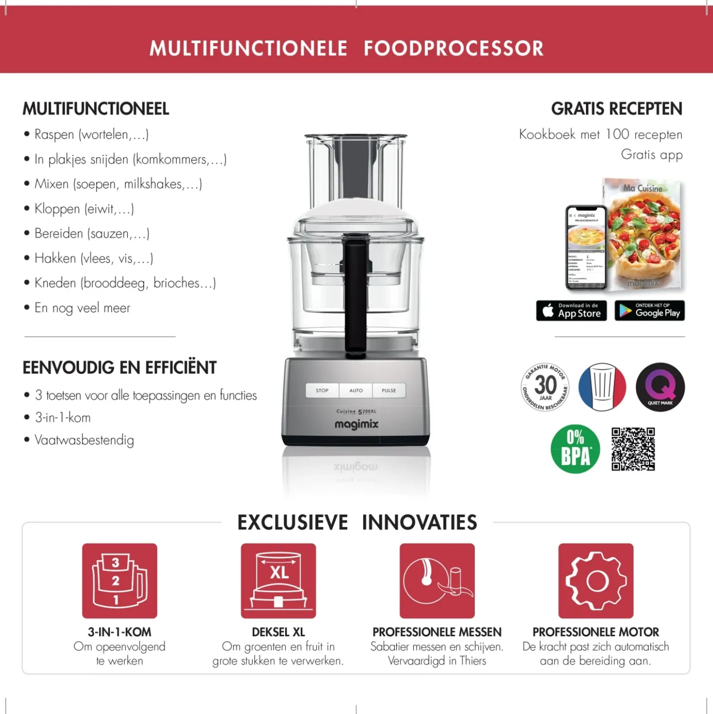 Magimix 5200 XL Foodprocessor Mat Chroom