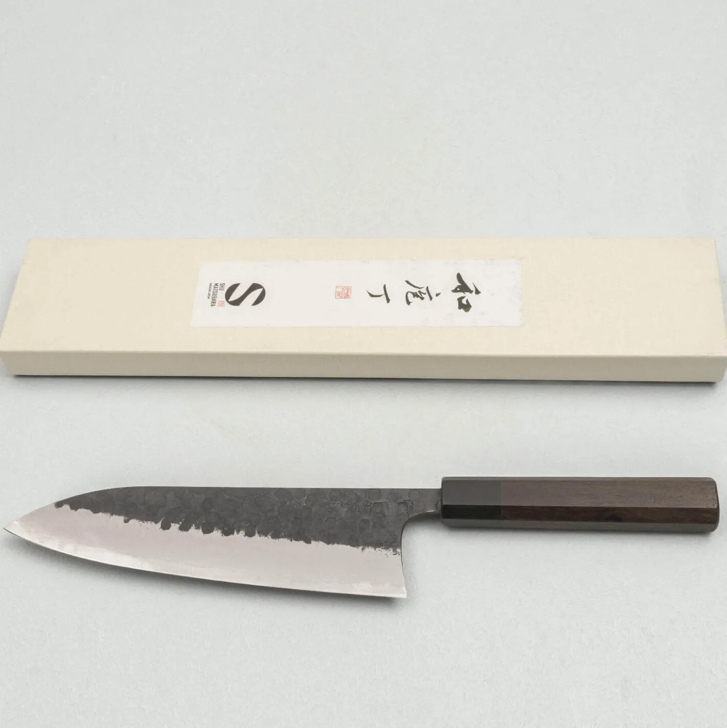 Matsubara Shirogami #1 Kurouchi Tsuchime Stainless Clad Gyuto 21 cm