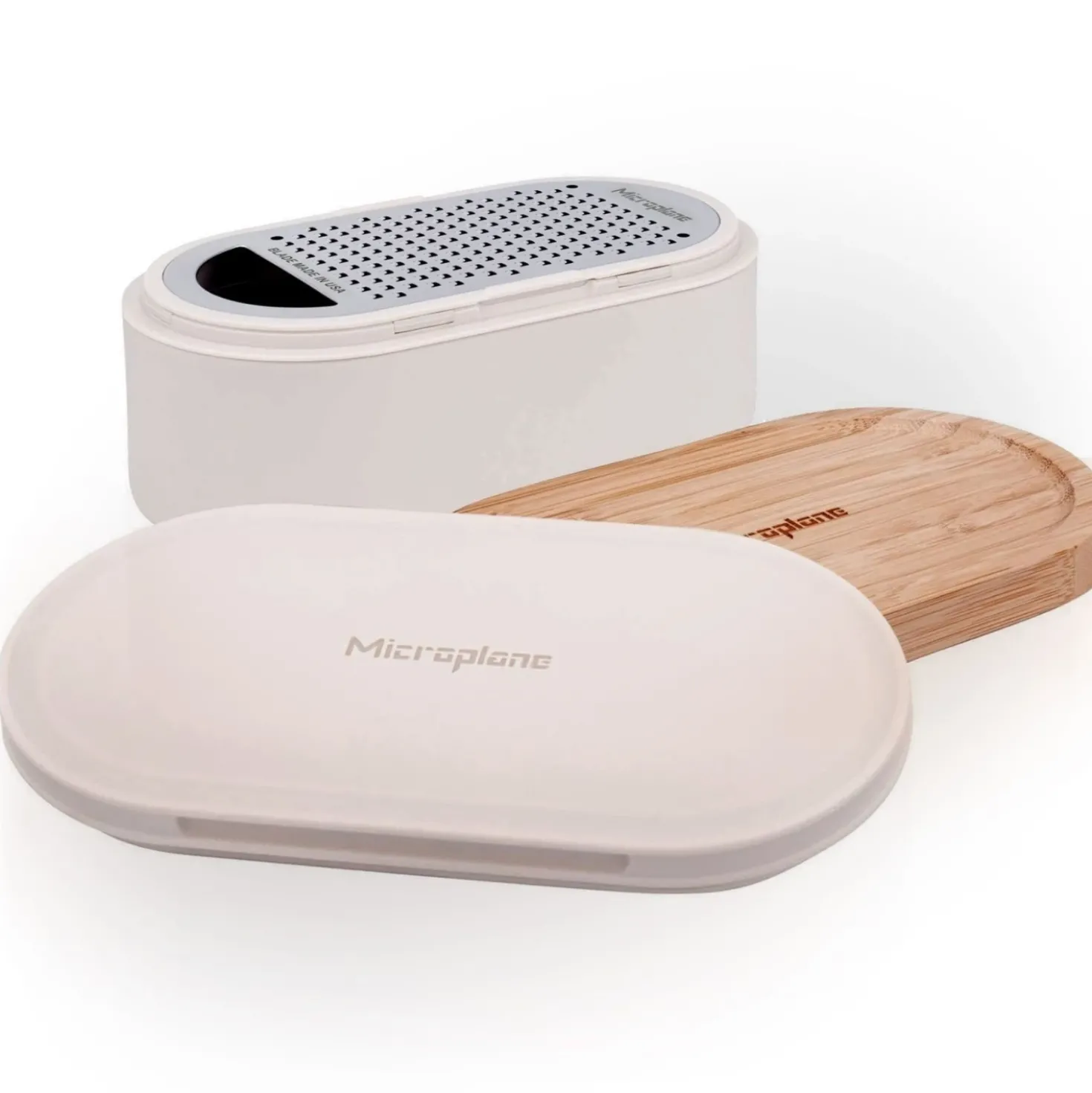 Microplane Container Rasp Cashmere/Bamboe