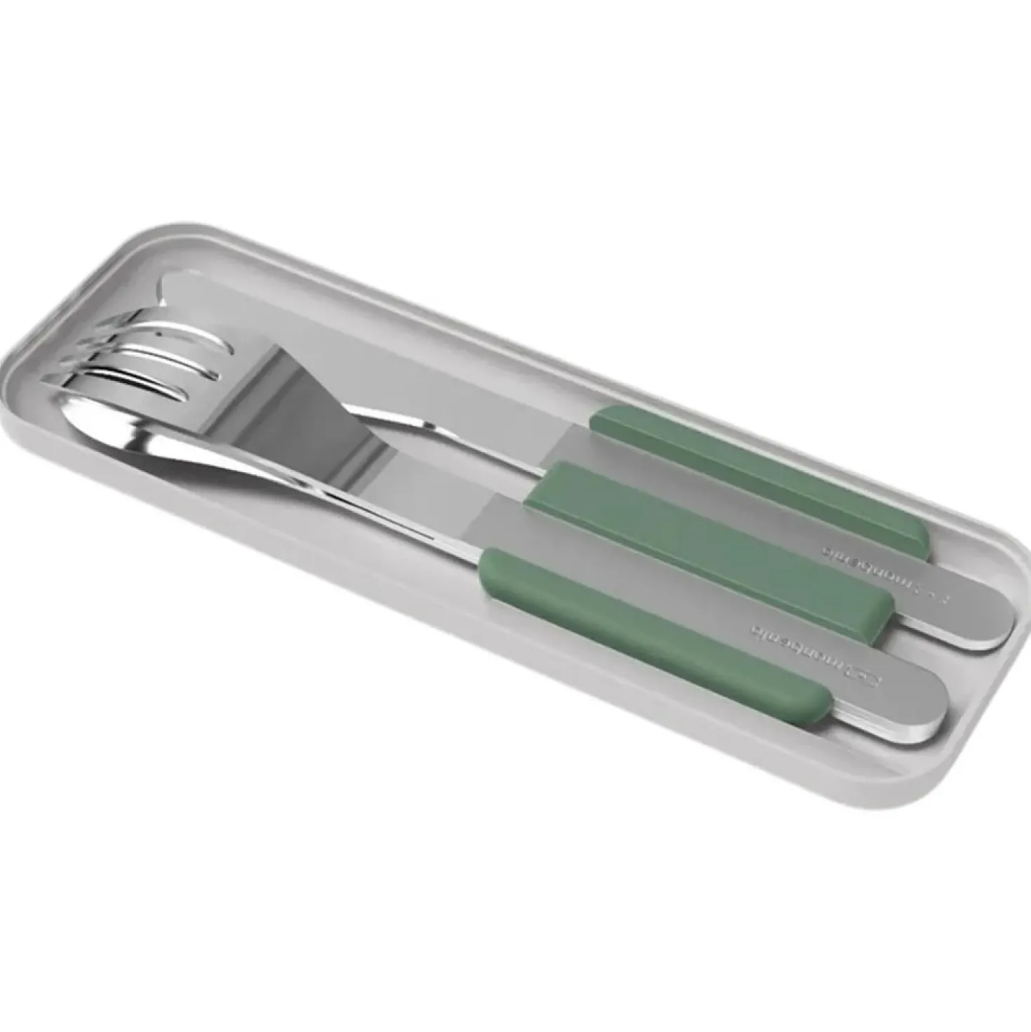 Monbento RVS Pocket Bestek Slim Box • Natural Green