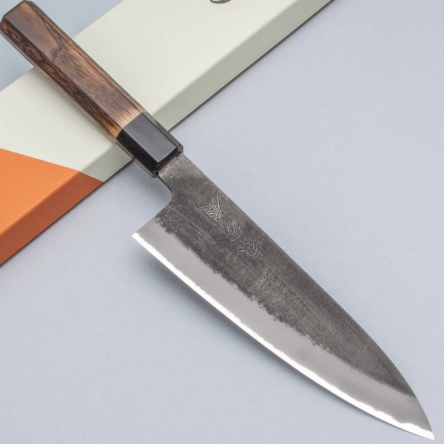 Mutsumi Hinoura Shirogami Kurouchi Nashiji Gyuto 18 cm
