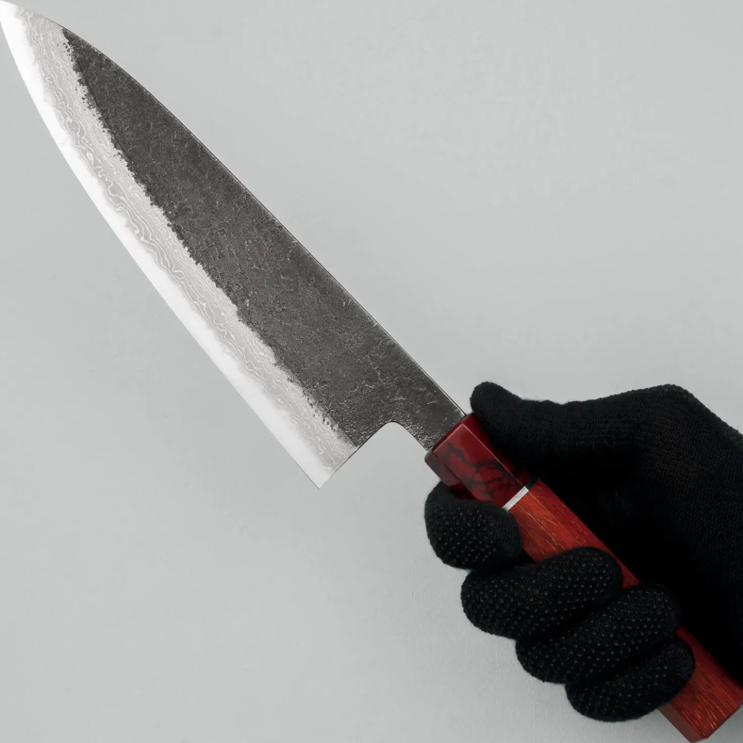 Mutsumi Hinoura Shirogami #2 Kurouchi Damast Padouk Gyuto 21 cm