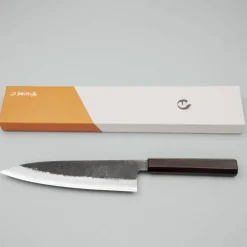 Mutsumi Hinoura Shirogami #2 Kurouchi Damast Gyuto 21 cm