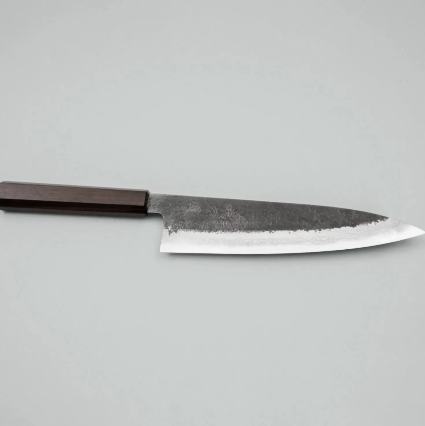 Mutsumi Hinoura Shirogami #2 Kurouchi Damast Gyuto 21 cm