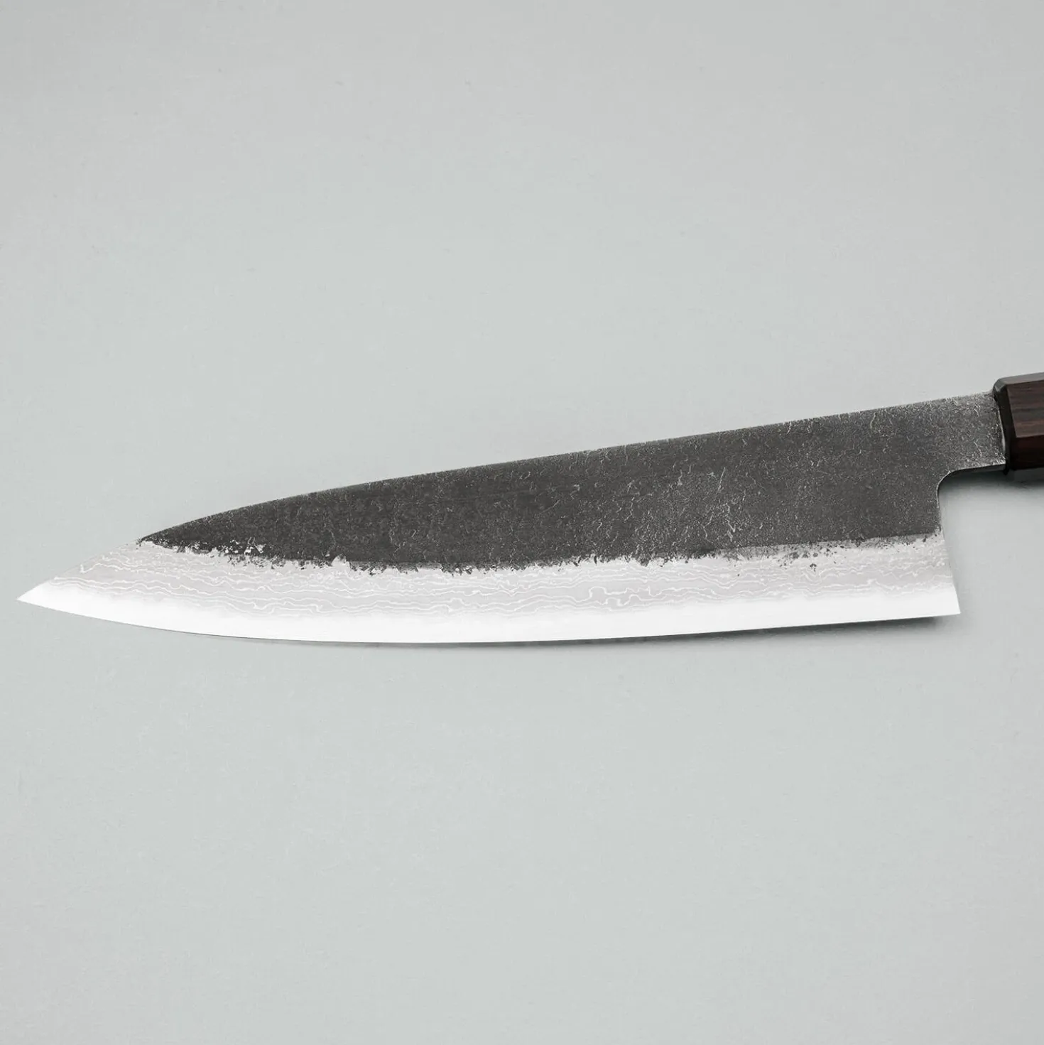 Mutsumi Hinoura Shirogami #2 Kurouchi Damast Gyuto 21 cm