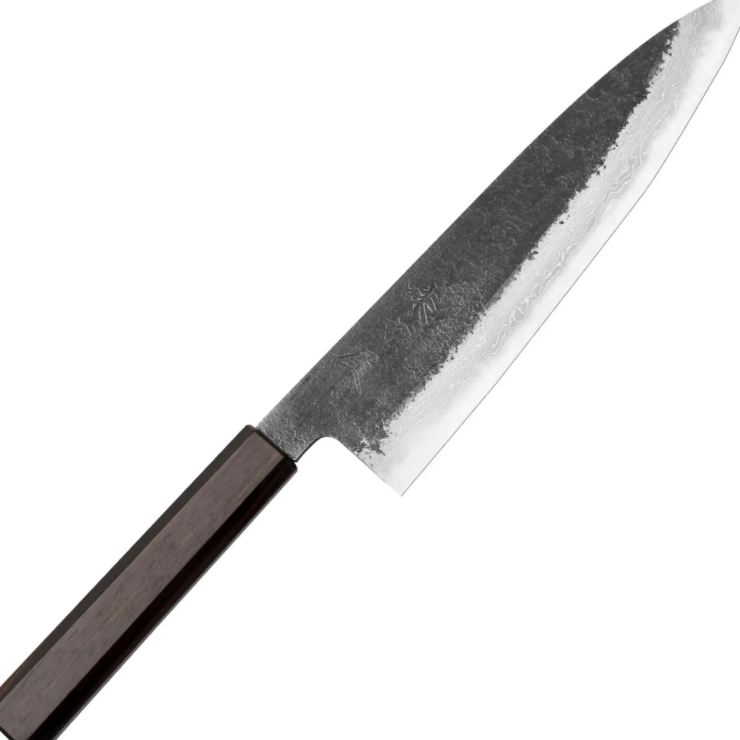 Mutsumi Hinoura Shirogami #2 Kurouchi Damast Gyuto 21 cm