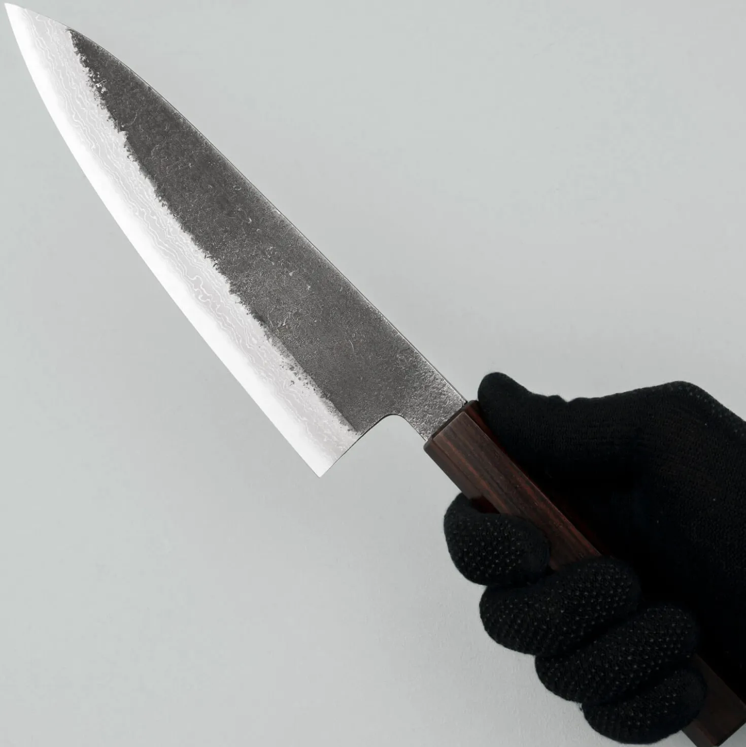 Mutsumi Hinoura Shirogami #2 Kurouchi Damast Gyuto 21 cm
