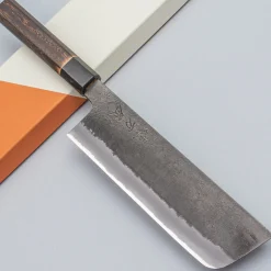 Mutsumi Hinoura Shirogami Kurouchi Nashiji Nakiri 18 cm