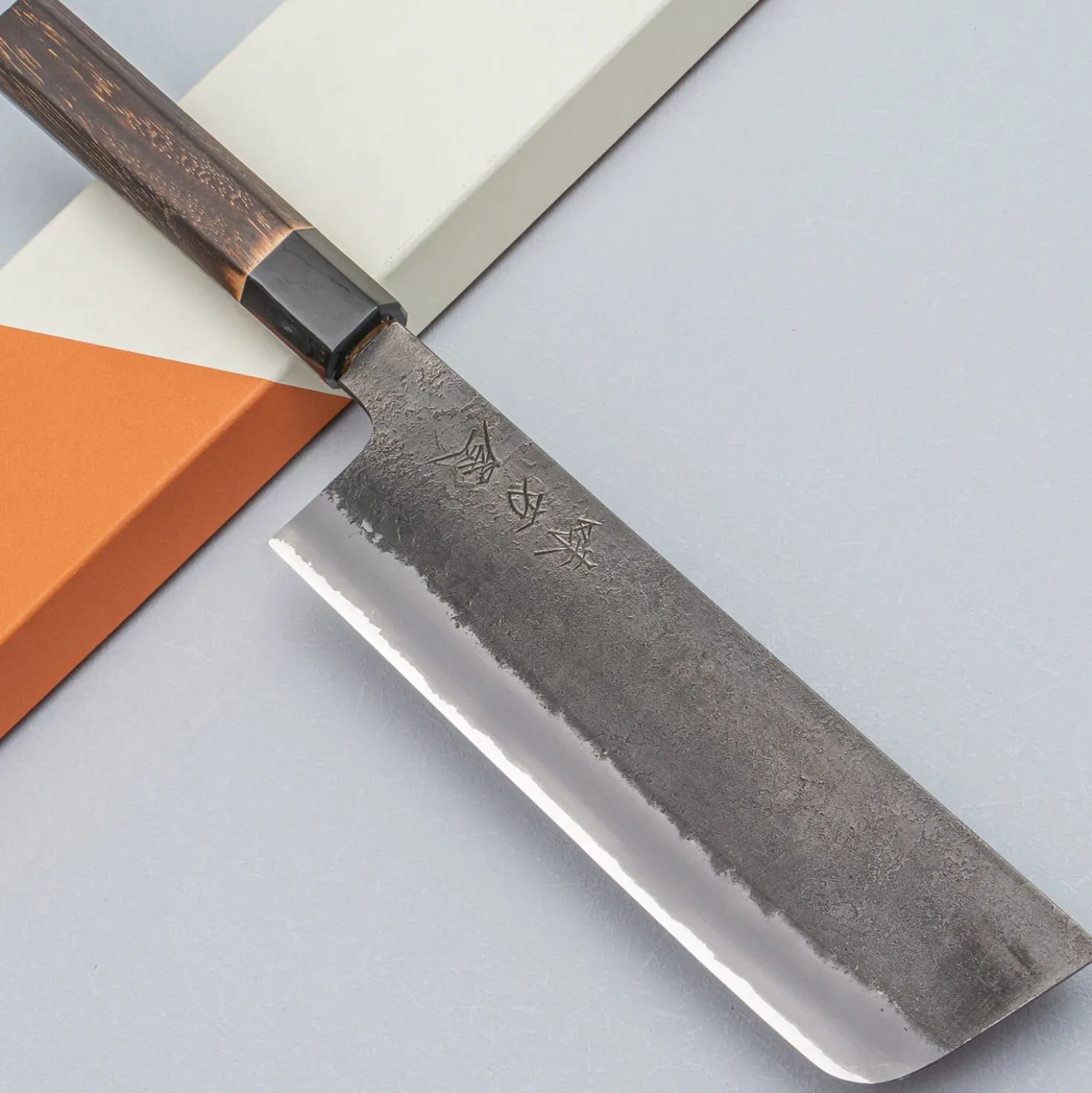 Mutsumi Hinoura Shirogami Kurouchi Nashiji Nakiri 18 cm