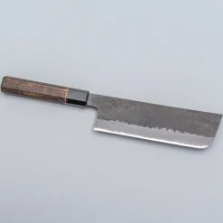 Mutsumi Hinoura Shirogami Kurouchi Nashiji Nakiri 16.5 cm