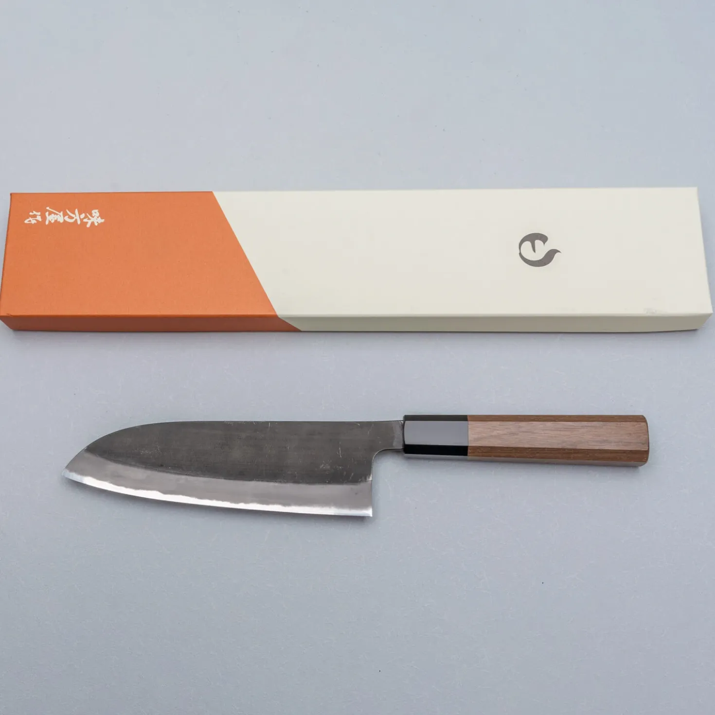 Mutsumi Hinoura Shirogami #2 Kurouchi Santoku 16.5 cm