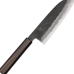 Mutsumi Hinoura Shirogami #2 Kurouchi Damast Santoku 17 cm