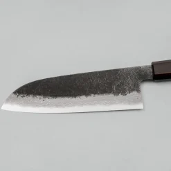 Mutsumi Hinoura Shirogami #2 Kurouchi Damast Santoku 17 cm