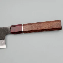 Mutsumi Hinoura Shirogami #2 Kurouchi Damast Padouk Santoku 17 cm