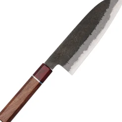 Mutsumi Hinoura Shirogami #2 Kurouchi Damast Padouk Santoku 17 cm