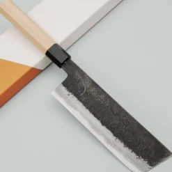 Mutsumi Hinoura Shirogami #2 Kurouchi Damast Nakiri 16.5 cm
