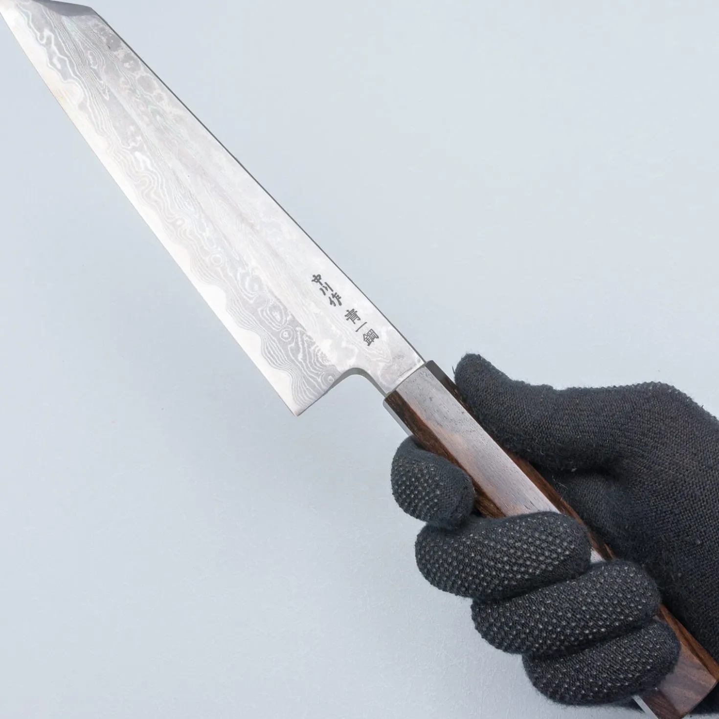 Nakagawa Satoshi Aogami Damast Ebony Kiritsuke 21 cm