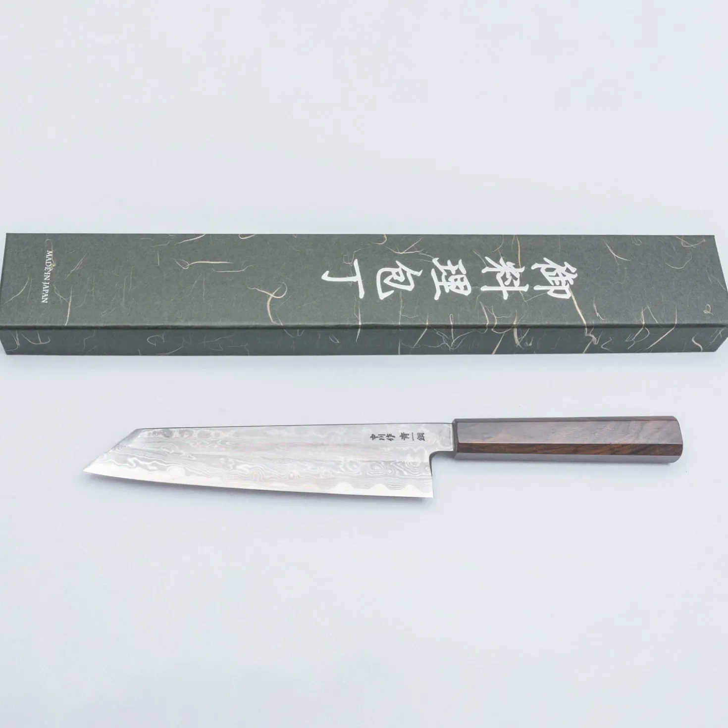 Nakagawa Satoshi Aogami Damast Ebony Kiritsuke 21 cm
