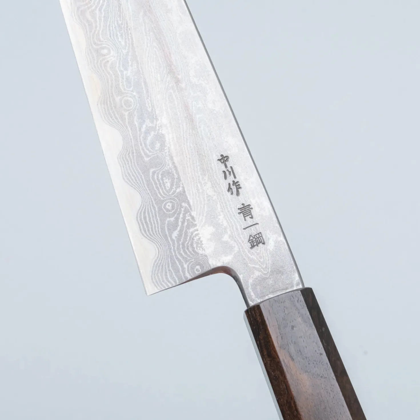Nakagawa Satoshi Aogami Damast Ebony Kiritsuke 21 cm