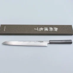 Nakagawa Satoshi Aogami Damast Ebony Kiritsuke Yanagiba 30 cm