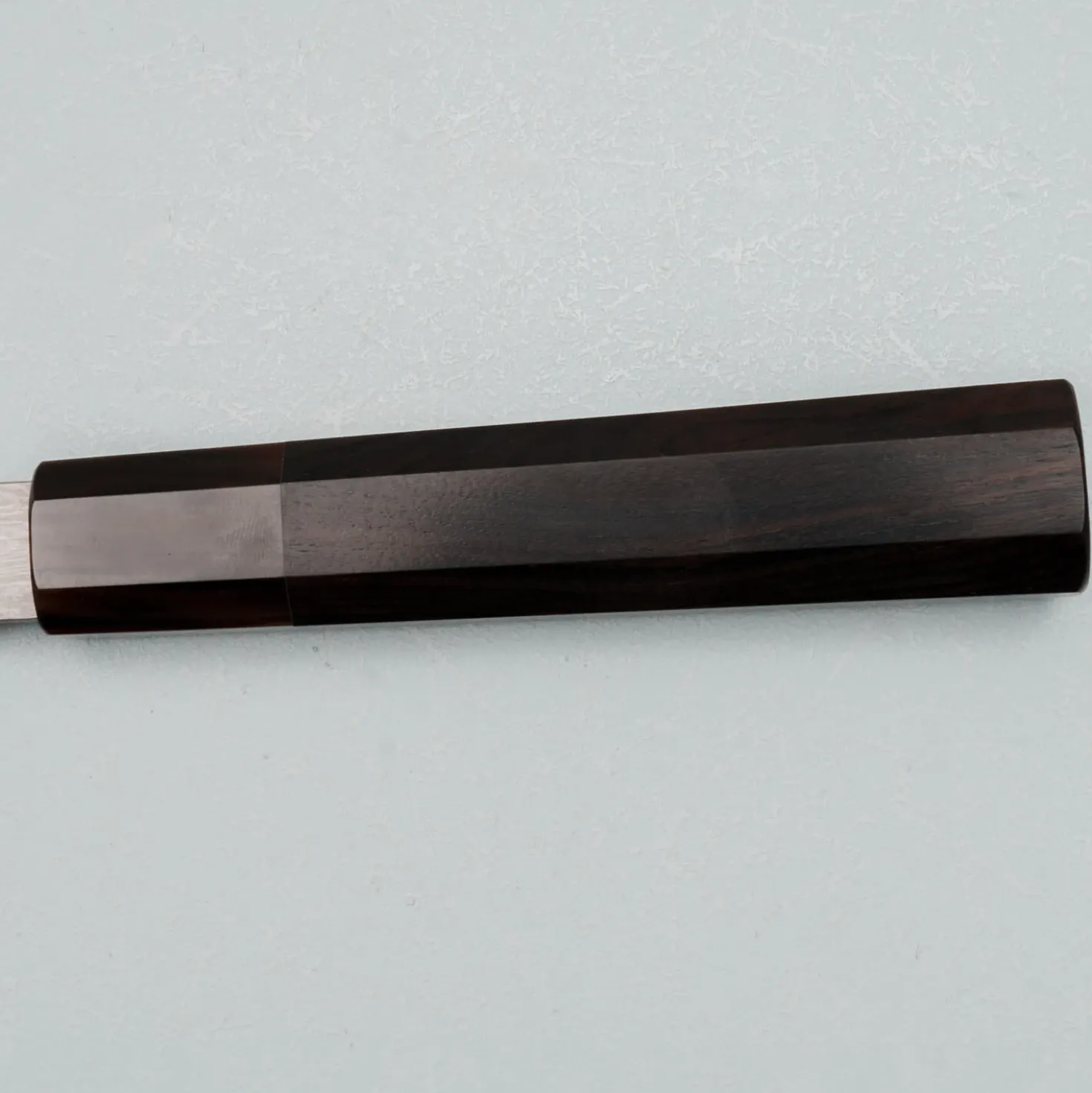 Nakagawa Satoshi Aogami Etched Damast Ebony Horn Kiritsuke 23 cm