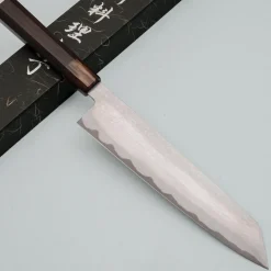 Nakagawa Satoshi Aogami Etched Damast Ebony Horn Kiritsuke 23 cm